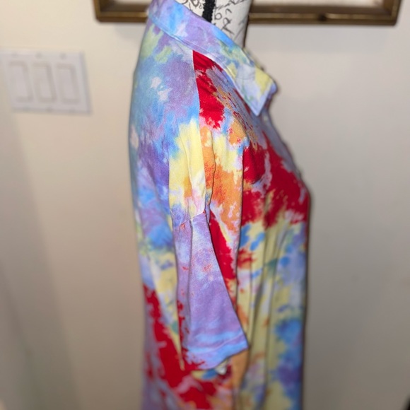 Forever 21 Tie Dye short sleeve button up Men’s Shirt Top Colorful - Picture 4 of 7